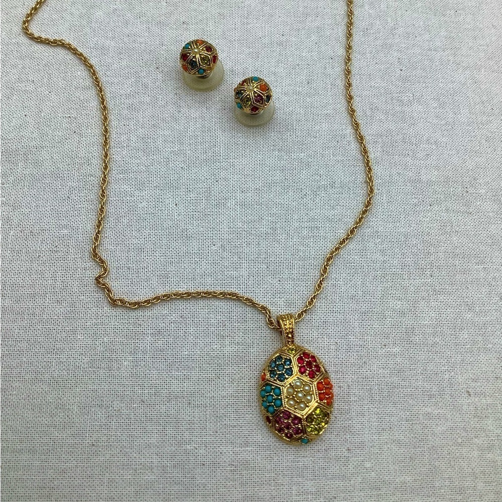 🐈‍⬛🐈‍⬛50%off D’Orlan Buried Treasure 22kt Gold Pendant NecklaceEarring Set